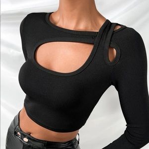Long sleeve black top with detail